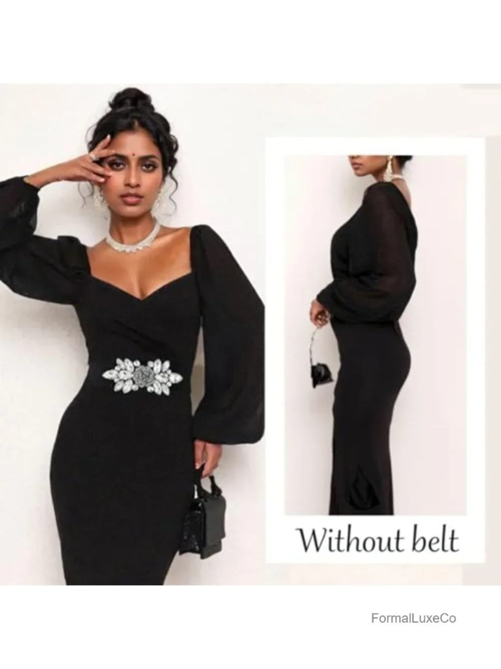 Crystal Wide Stretchy Belts for Dress - Rhinestone Buckle